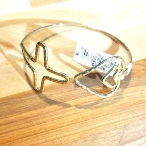 Cross & Heart Cuff Bracelet